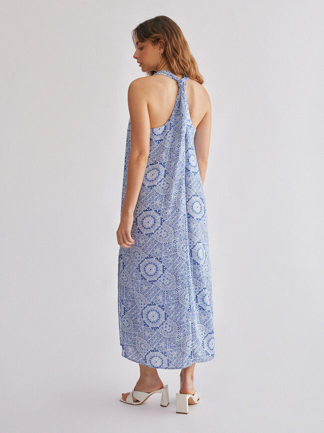 Vestido detalle nudos marino claro