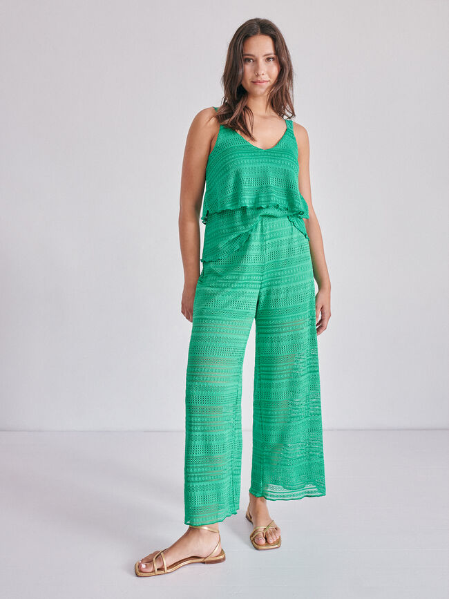 PANTALÓN PUNTO CALADO Verde