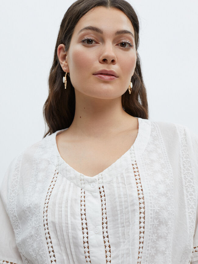 BLUSA BORDADA ALGODÓN Blanco Optico