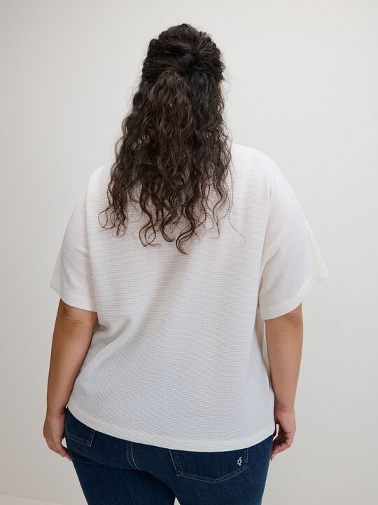 CAMISETA DETALLE TEJIDO Beige image number null