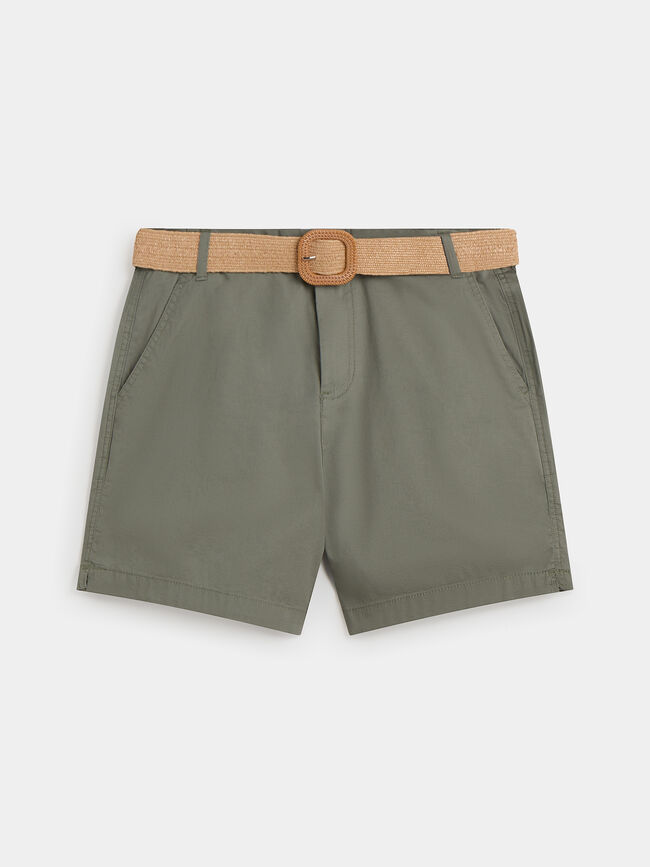 SHORT CHINO CINTURÓN kaki oscuro