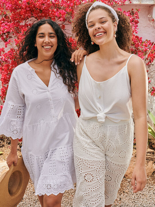 Pantalón culotte bordado Blanco Optico image number null