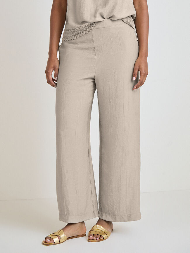 PANTAL&Oacute;N LARGO FLUIDO Piedra