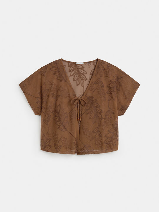 CHAQUETA CALADA PALMERAS Marron image number null