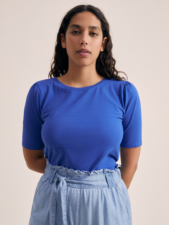 CAMISETA FRUNCIDO EN HOMBRO Azul Real