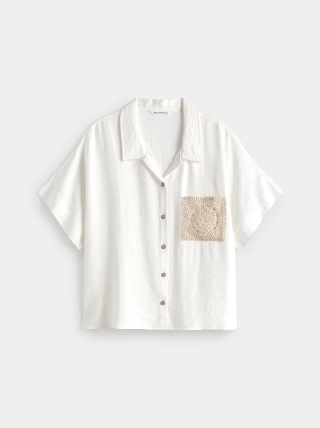 CAMISA BOLSILLO CROCHET Blanco Optico