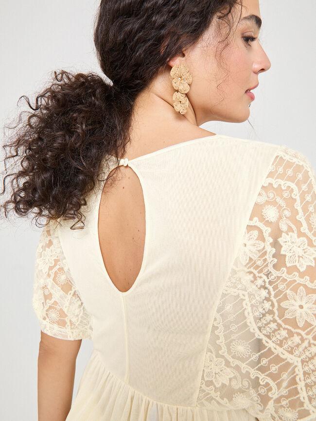 BLUSA BORDADO MANGAS Crudo