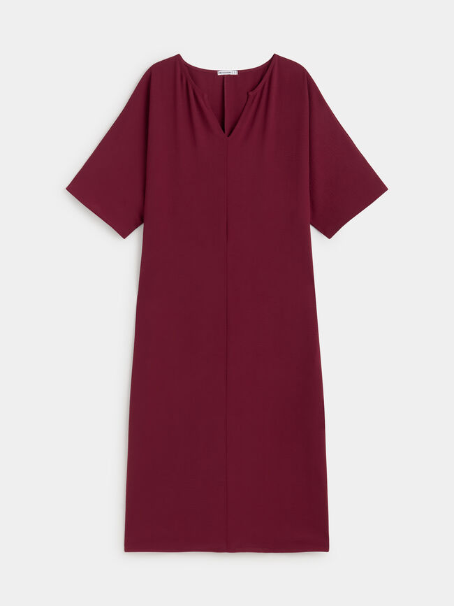 VESTIDO FLUIDO TEXTURA Granate