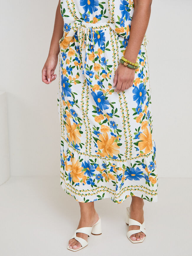 FALDA FLUIDA PRINT Crudo