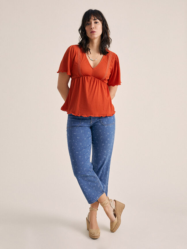 Blusa detalle calado Naranja Melon