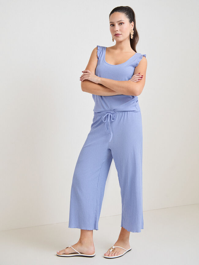 PANTALON TEXTURA CULOTTE Azul Chambray