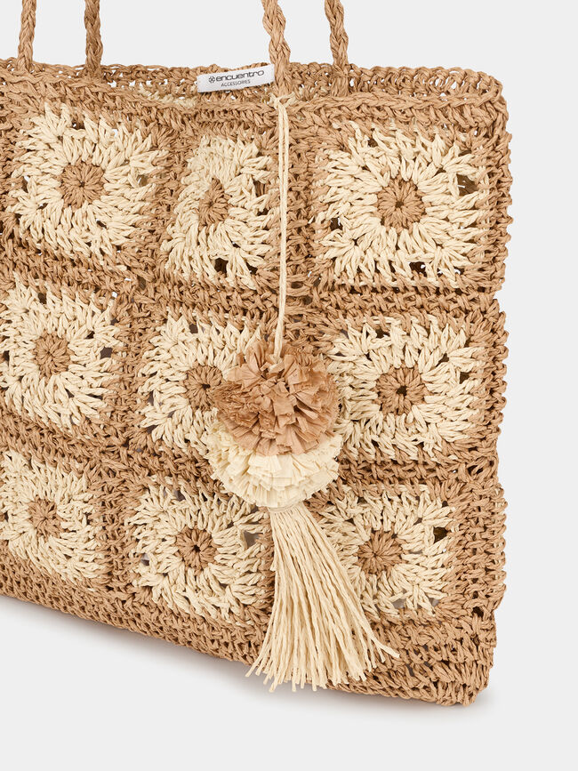 Bolso rafia crochet Beige