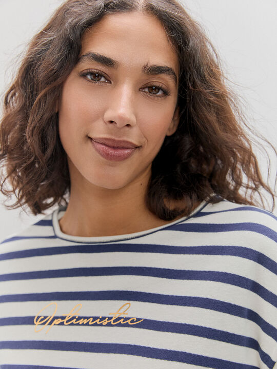 CAMISETA RAYAS LETRAS Crudo image number null