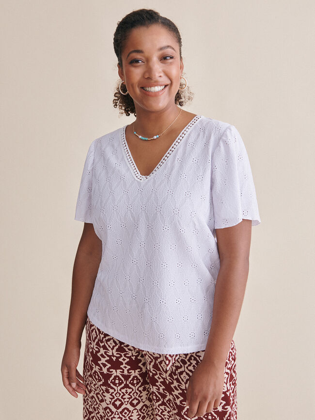 camiseta detalle en escote Blanco Optico