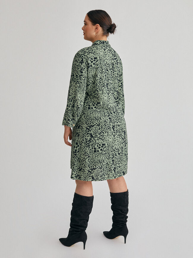 VESTIDO CORTO CAMISERO ESTAMPADO Verde Jade