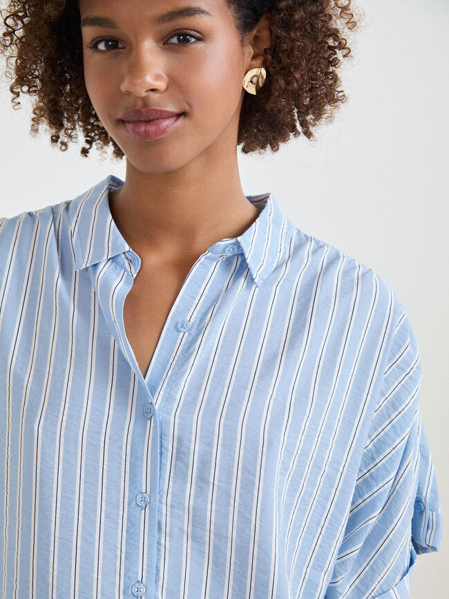 CAMISA MANGA CAIDA Azul Bebe