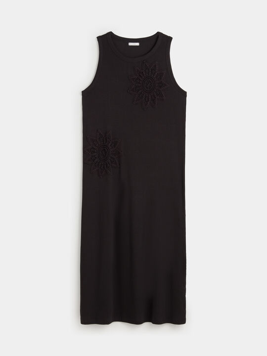 VESTIDO APLIQUES CROCHET Negro image number null