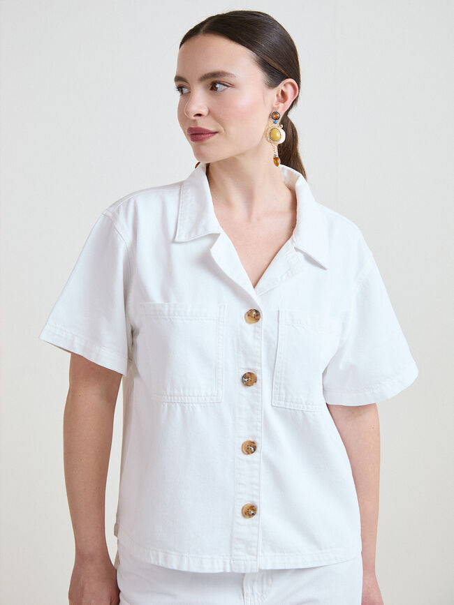 SOBRECAMISA FLUIDA DENIM Blanco Optico