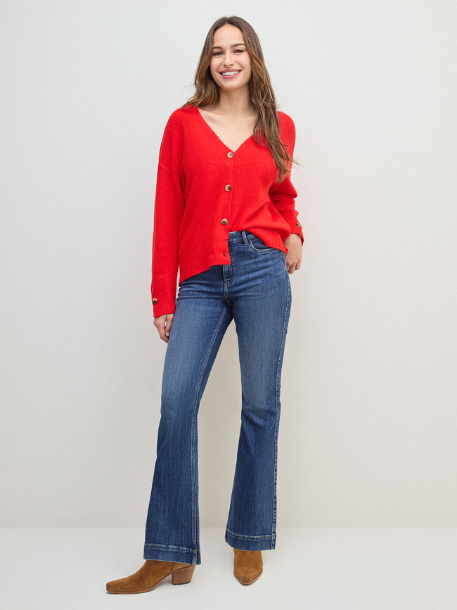 CARDIGAN DETALLE PU&Ntilde;O BOT&Oacute;N Rojo