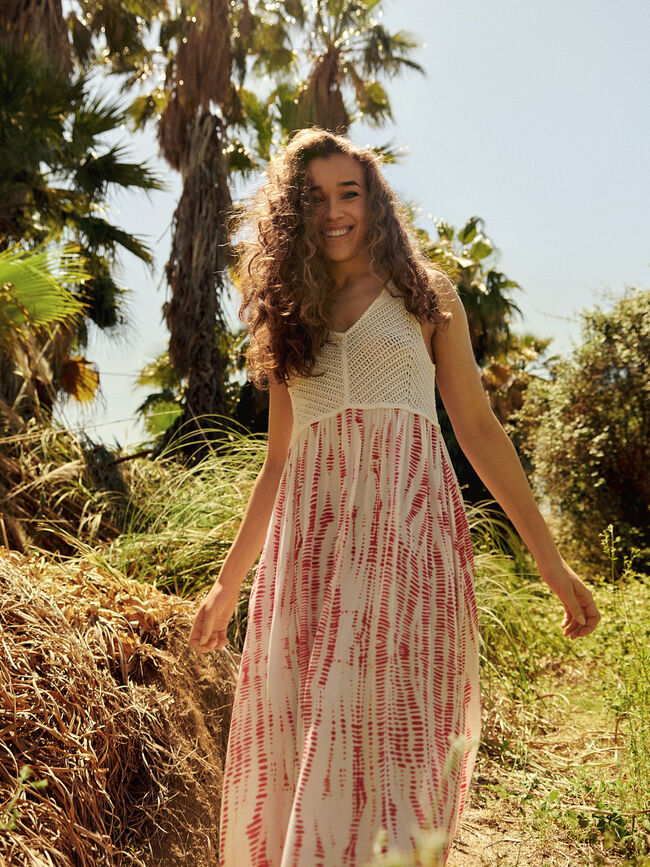 VESTIDO DETALLE CROCHET Rojo