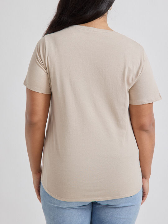 CAMISETA CUELLO PICO Vison image number null