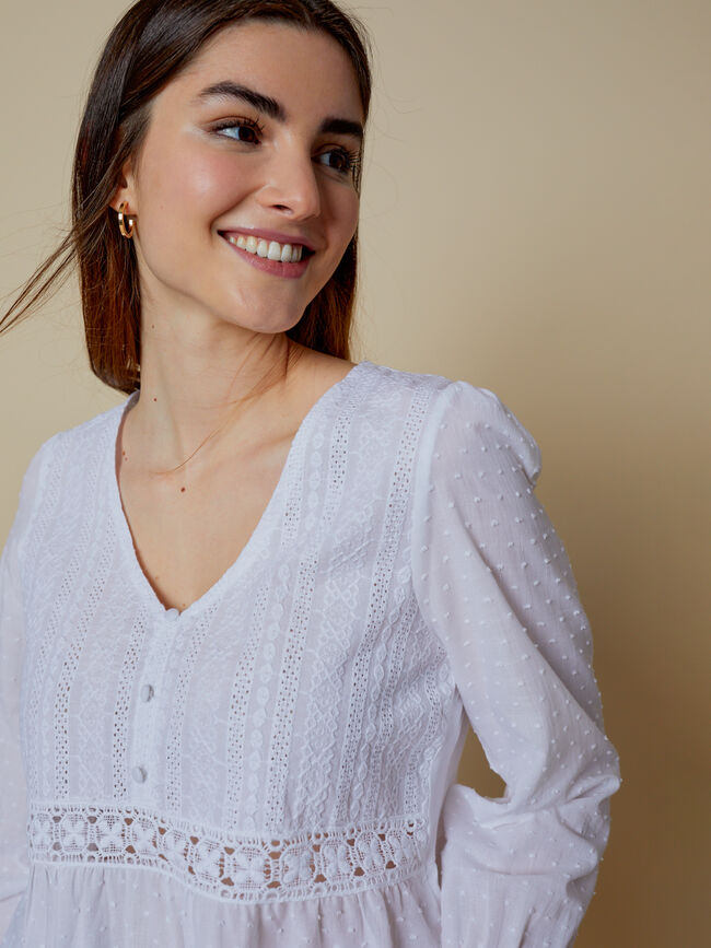 CAMISETA CON DETALLE MANGA PLUMETI Blanco Optico
