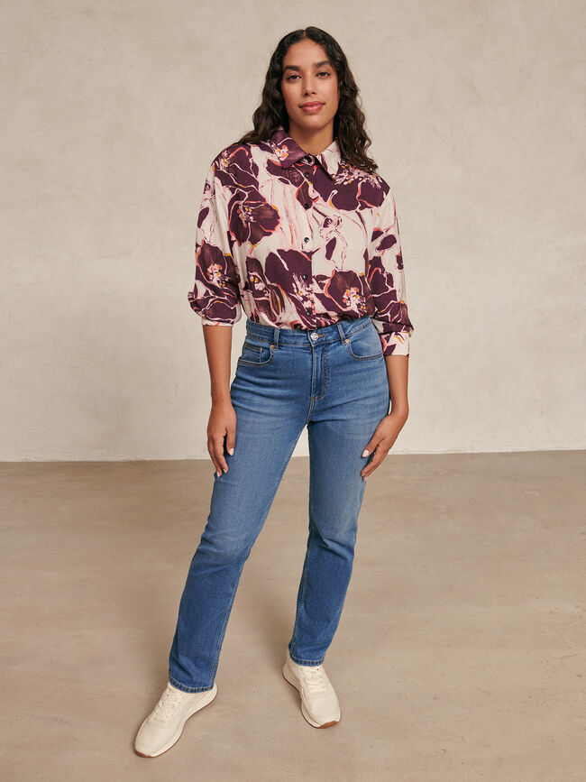 Camisa fluida estampada Crudo