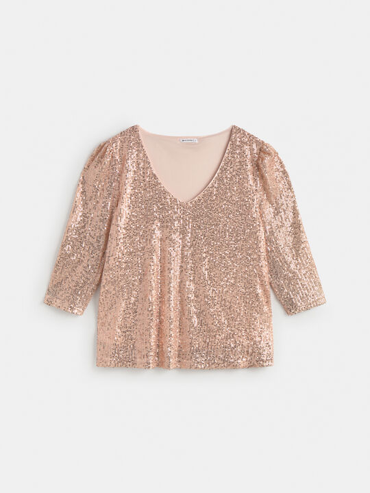 CAMISETA LENTEJUELAS Rosa image number null