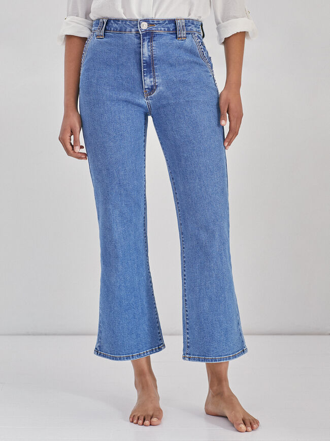 Pantalon detalle tweed Mid blue