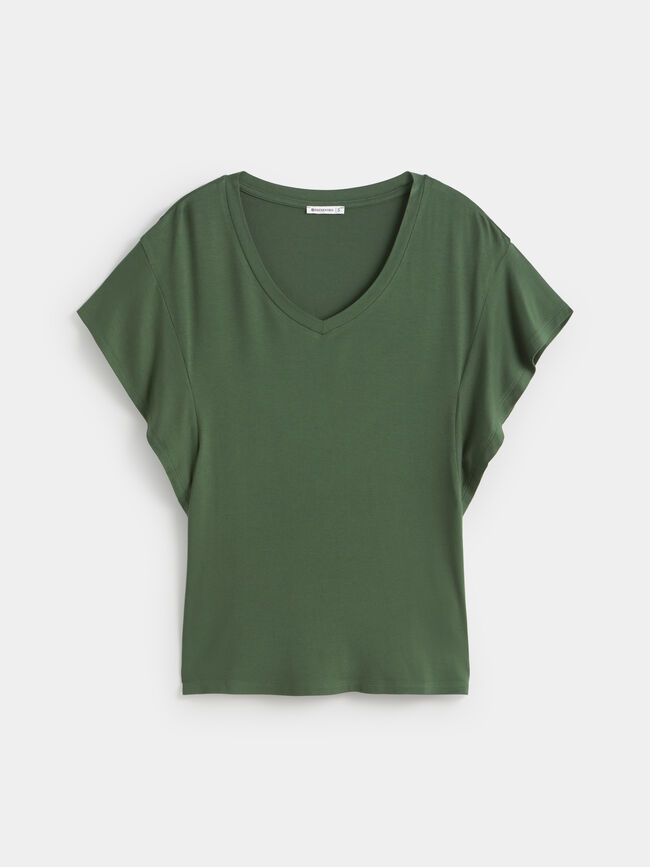 CAMISETA VOLANTES Verde oscuro