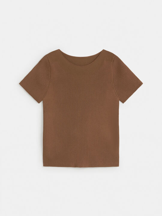 TOP CUELLO BARCO Marron chocolat image number null