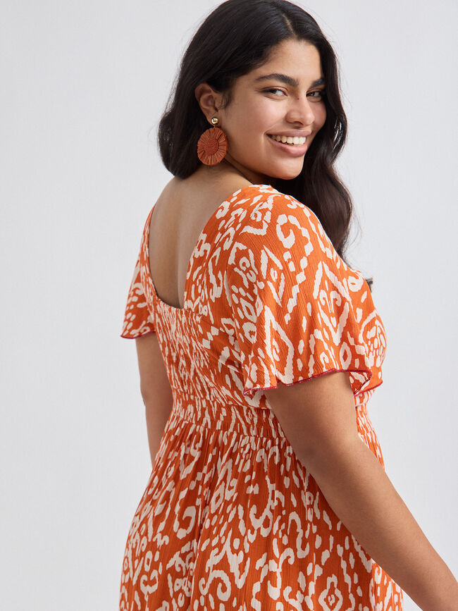 VESTIDO LARGO ESTAMPADO Crudo