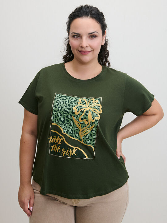CAMISETA FLOR LEOPARDO verde militar image number null