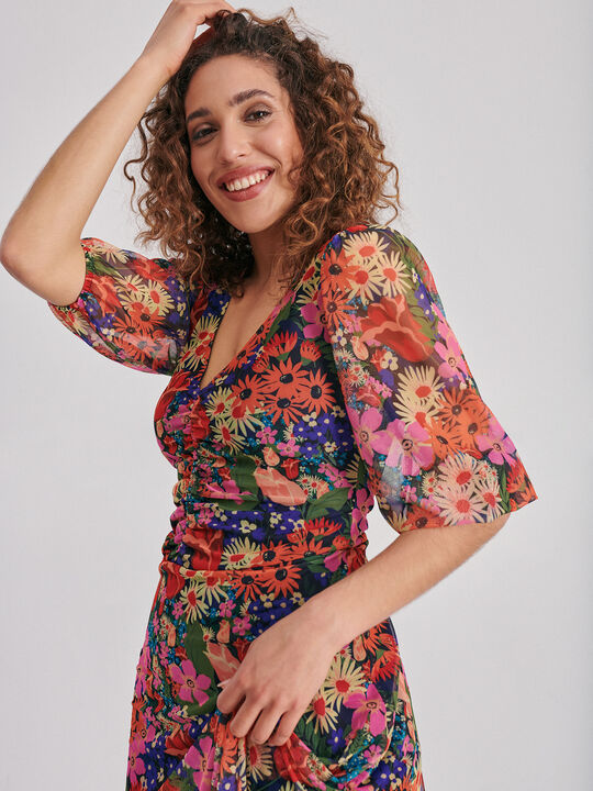 Vestido tul estampado Negro image number null