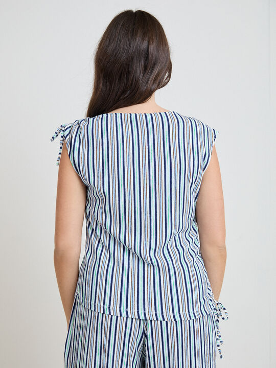 CAMISETA SET ESTRUCTURA FRUNCIDOS Azul Marino image number null