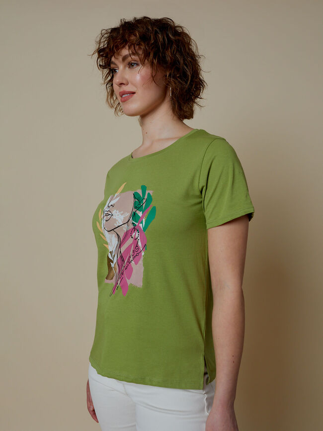 Camiseta detalle silueta Kaki