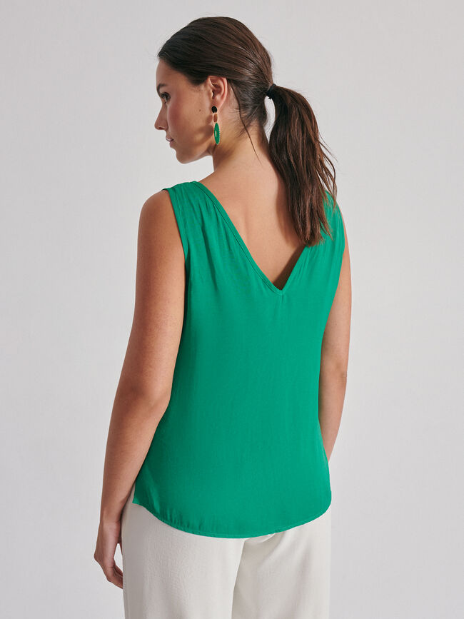 Top fluido satinado Verde Brillante