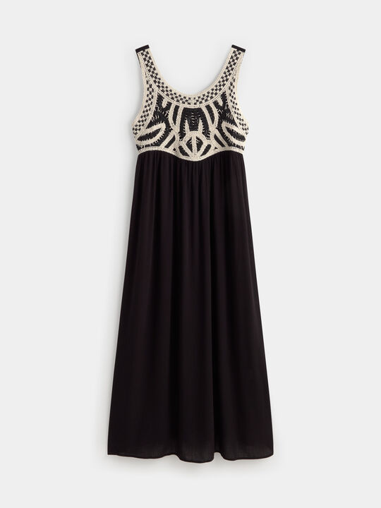 VESTIDO LARGO PECHERA Negro image number null