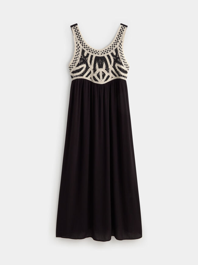 VESTIDO LARGO PECHERA Negro