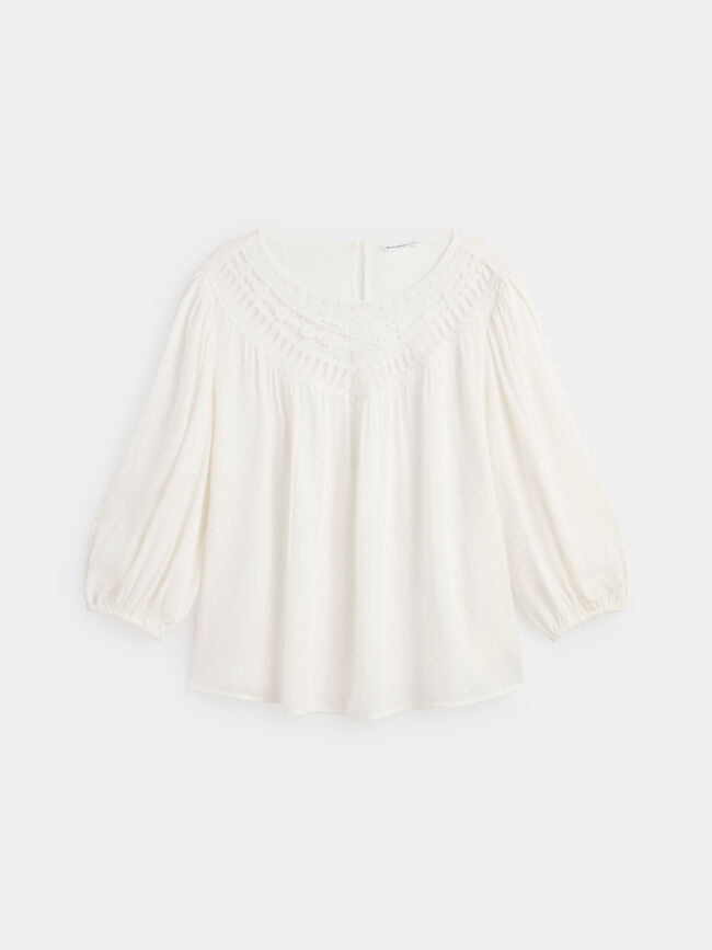 Blusa con pechera Blanco Hueso