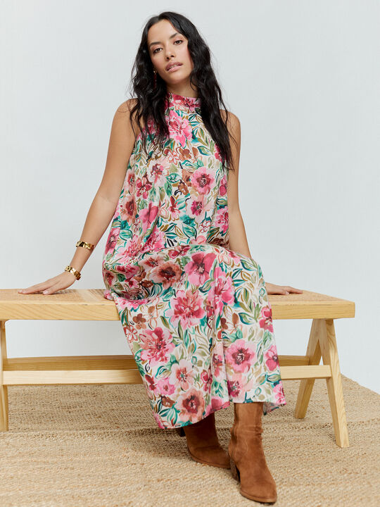 VESTIDO HALTER Blanco Hueso image number null
