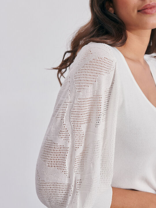 jersey manga calados Blanco Hueso image number null
