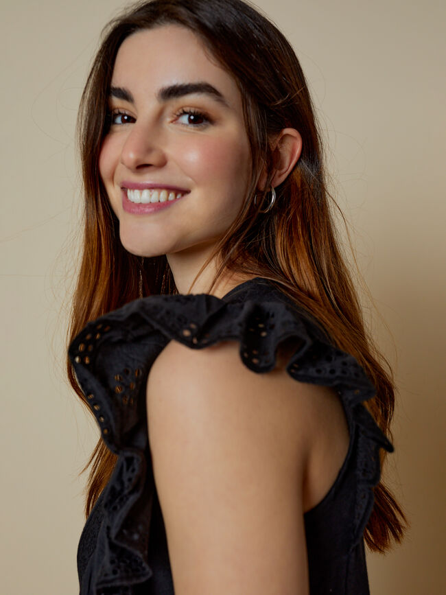 camiseta detalles peplum 100% algodón Negro