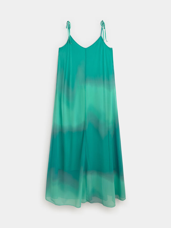 VESTIDO TUL ESTAMPADO Turquesa