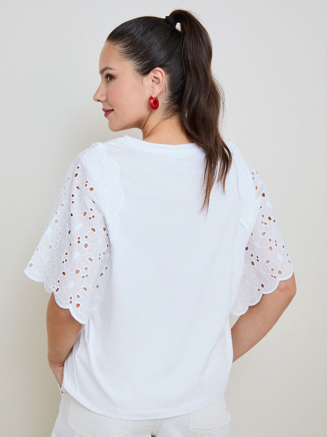 CAMISETA DETALLE MANGAS Blanco Optico
