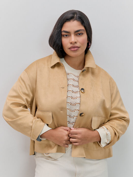 CHAQUETA ANTELINA PESPUNTES Camel image number null