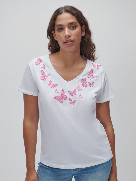 Camiseta algodón mariposa Blanco Optico image number null