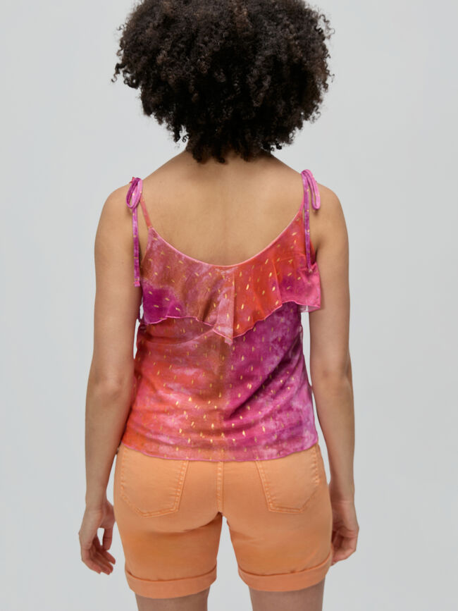 TOP TUL DETALLES METALIZADOS Naranja