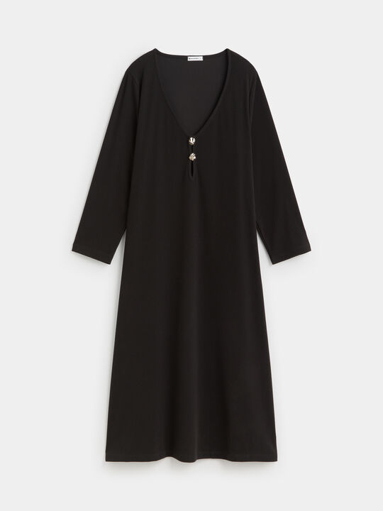 VESTIDO DETALLE BOTONES Negro image number null