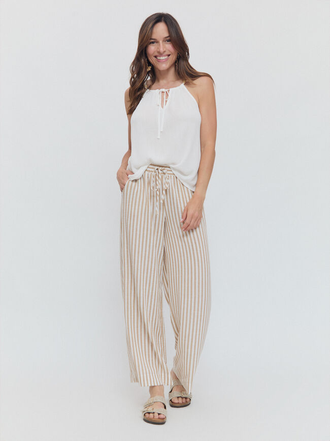 PANTALON RUSTICO FLUIDO Crudo